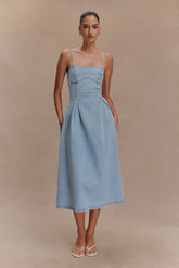 Harlyn Denim Midi Dress - Light Blue