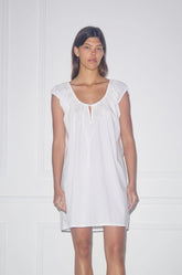 Capped Sleeve Dress - White